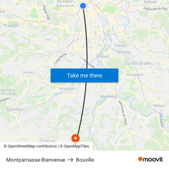 Montparnasse-Bienvenue to Bouville map