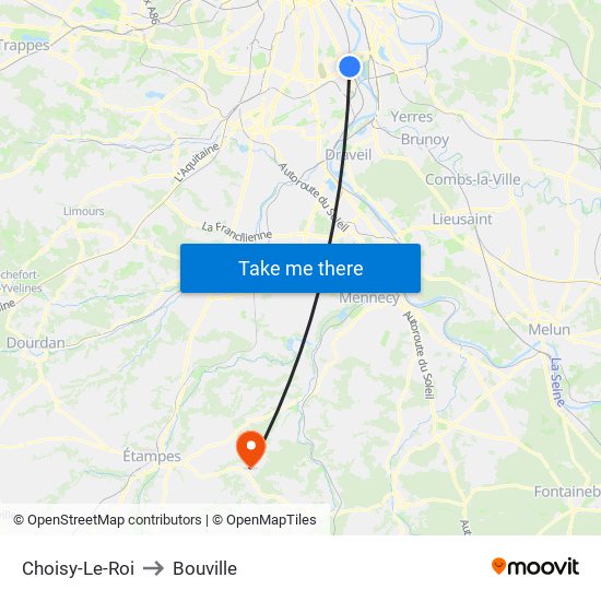 Choisy-Le-Roi to Bouville map