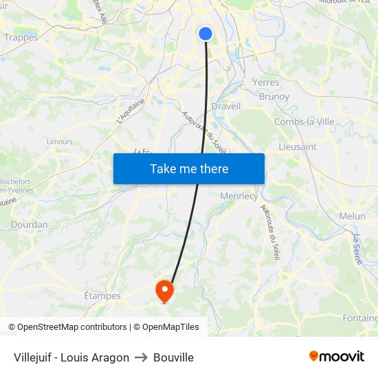 Villejuif - Louis Aragon to Bouville map