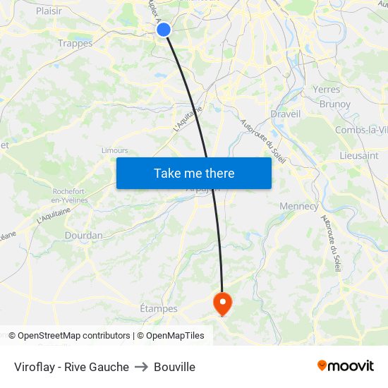 Viroflay - Rive Gauche to Bouville map