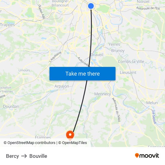 Bercy to Bouville map
