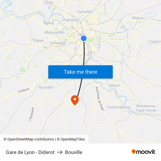 Gare de Lyon - Diderot to Bouville map