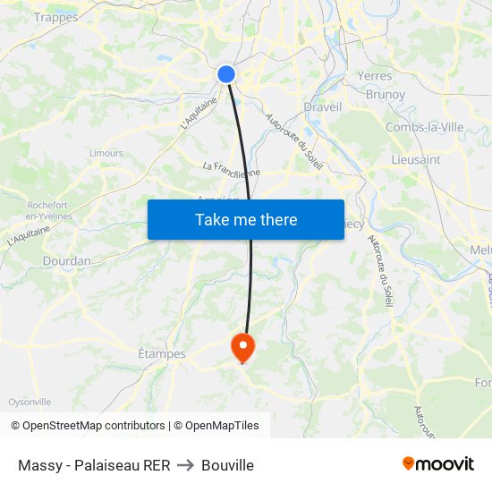 Massy - Palaiseau RER to Bouville map