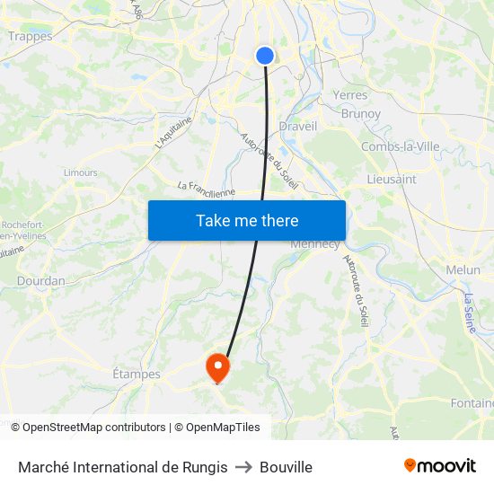 Marché International de Rungis to Bouville map