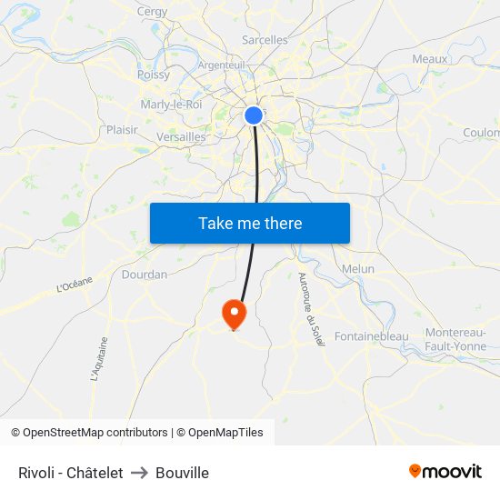 Rivoli - Châtelet to Bouville map