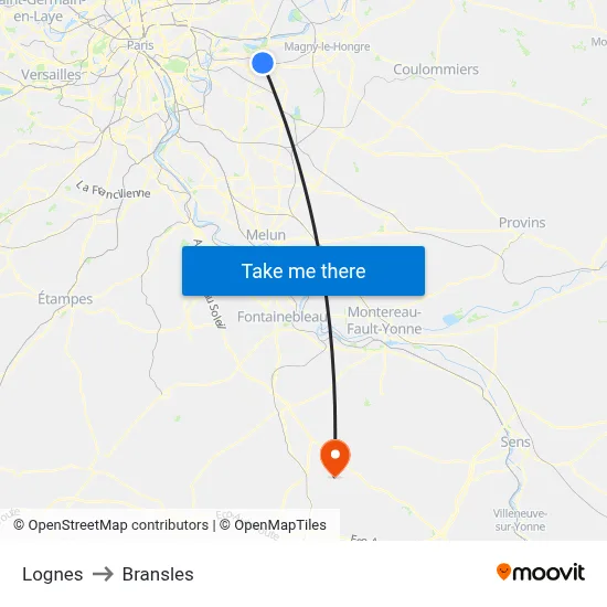 Lognes to Bransles map