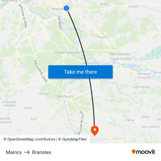 Maincy to Bransles map