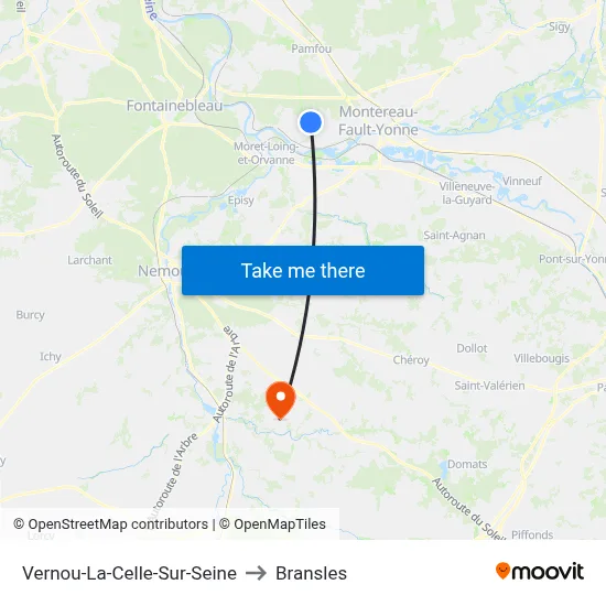 Vernou-La-Celle-Sur-Seine to Bransles map