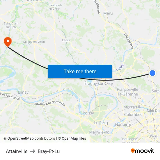 Attainville to Bray-Et-Lu map