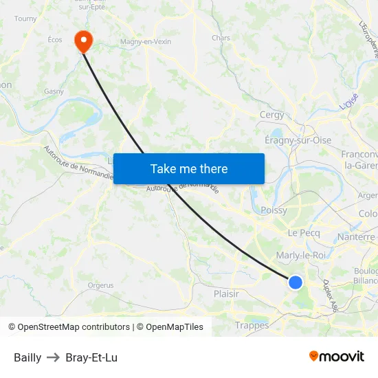 Bailly to Bray-Et-Lu map