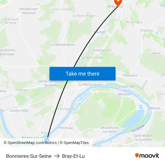 Bonnieres-Sur-Seine to Bray-Et-Lu map