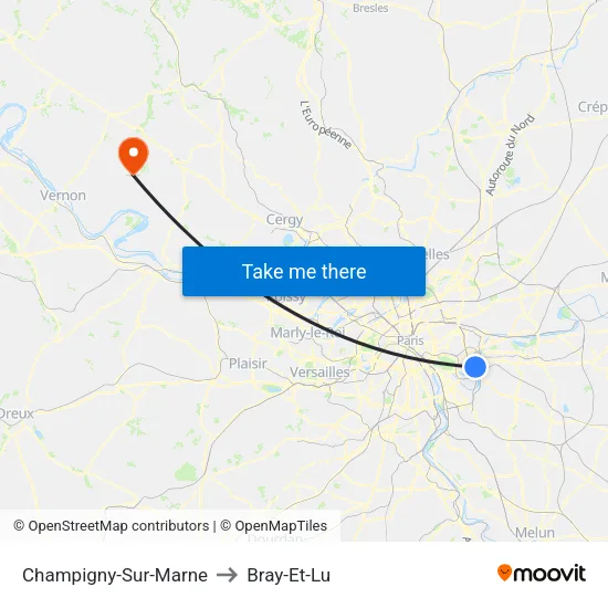 Champigny-Sur-Marne to Bray-Et-Lu map