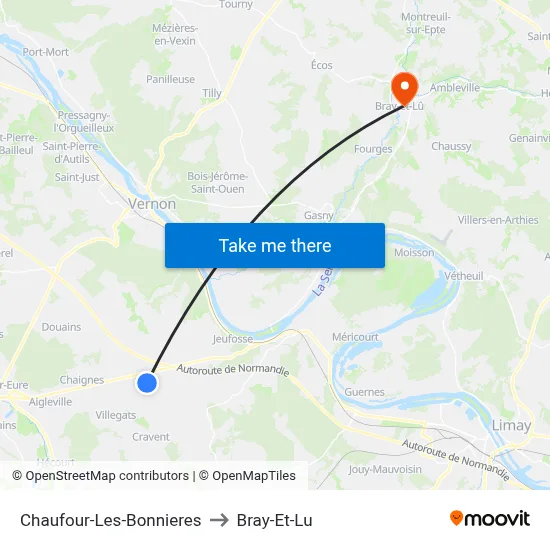 Chaufour-Les-Bonnieres to Bray-Et-Lu map