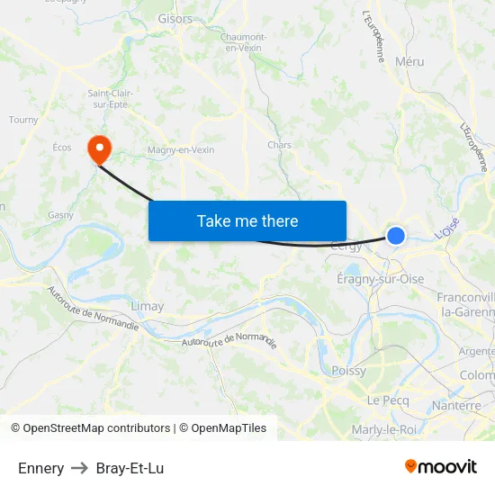 Ennery to Bray-Et-Lu map