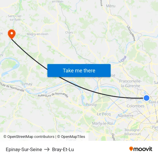 Epinay-Sur-Seine to Bray-Et-Lu map