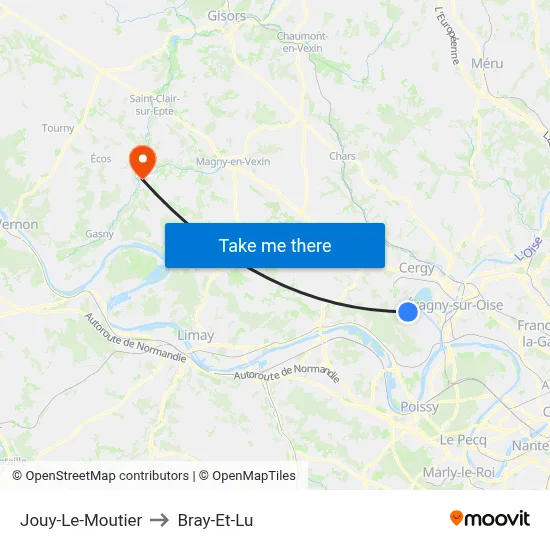 Jouy-Le-Moutier to Bray-Et-Lu map