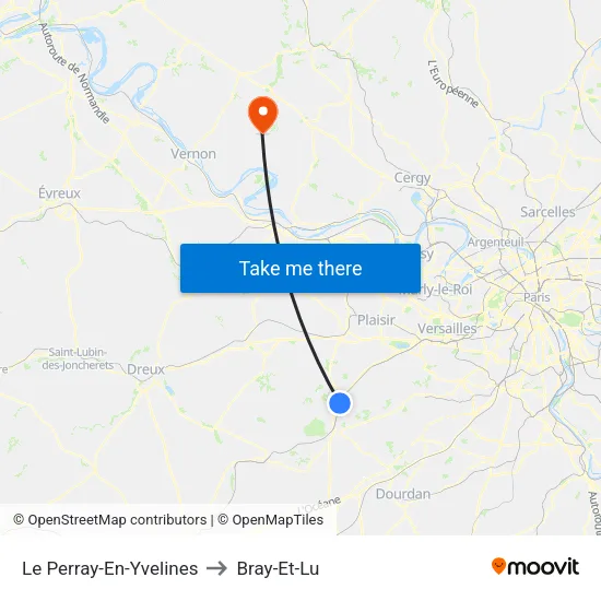 Le Perray-En-Yvelines to Bray-Et-Lu map