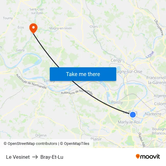 Le Vesinet to Bray-Et-Lu map