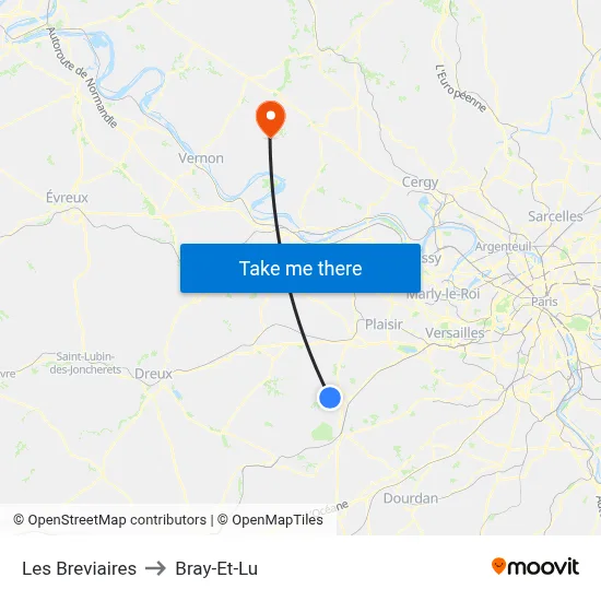 Les Breviaires to Bray-Et-Lu map