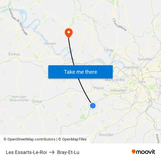Les Essarts-Le-Roi to Bray-Et-Lu map