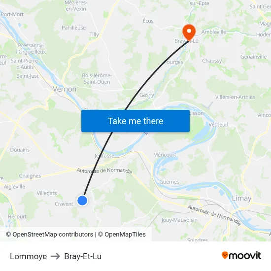 Lommoye to Bray-Et-Lu map