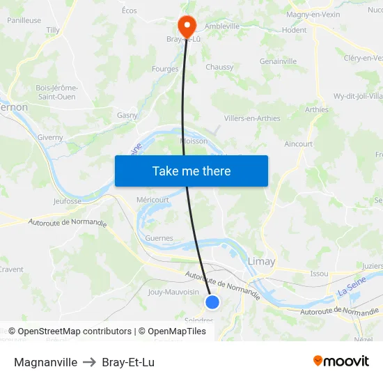 Magnanville to Bray-Et-Lu map