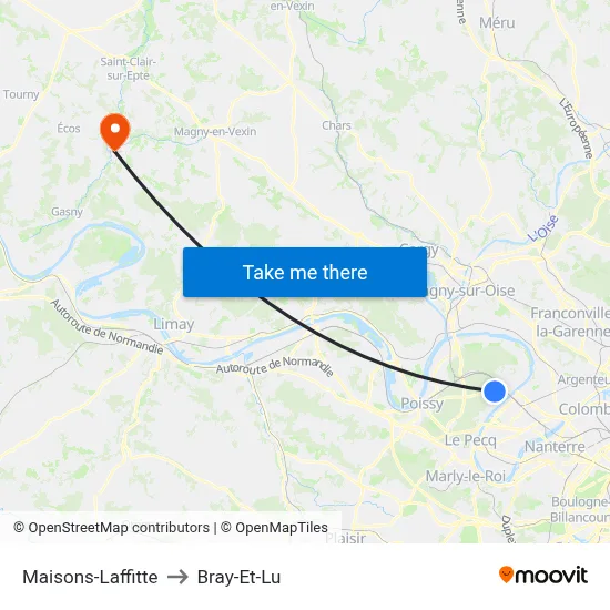 Maisons-Laffitte to Bray-Et-Lu map