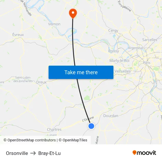 Orsonville to Bray-Et-Lu map