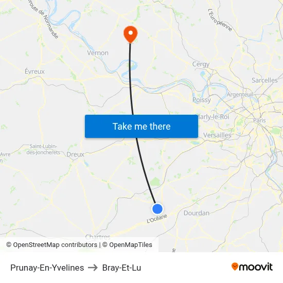 Prunay-En-Yvelines to Bray-Et-Lu map