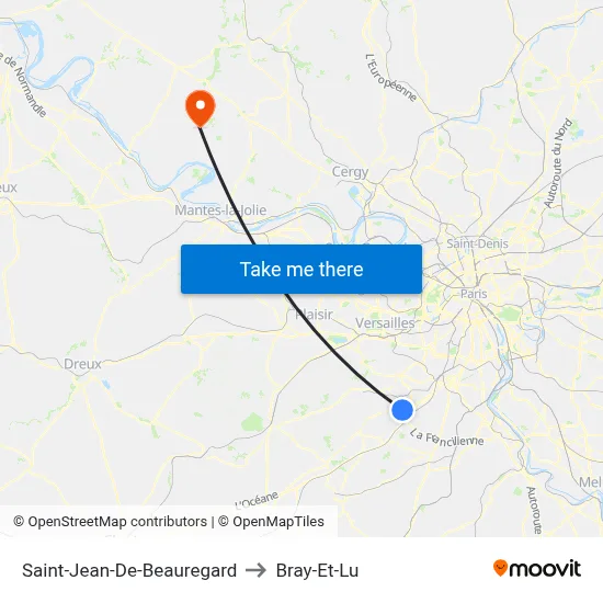 Saint-Jean-De-Beauregard to Bray-Et-Lu map