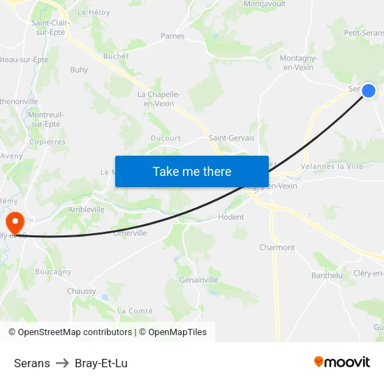 Serans to Bray-Et-Lu map