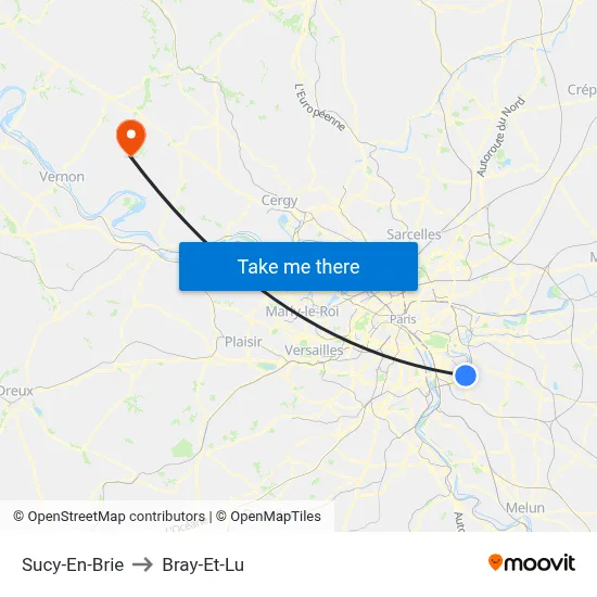 Sucy-En-Brie to Bray-Et-Lu map