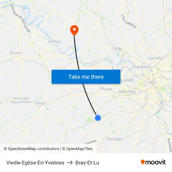 Vieille-Eglise-En-Yvelines to Bray-Et-Lu map