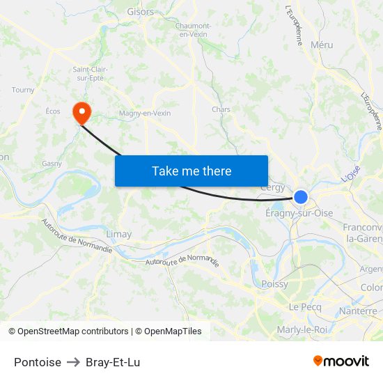 Pontoise to Bray-Et-Lu map