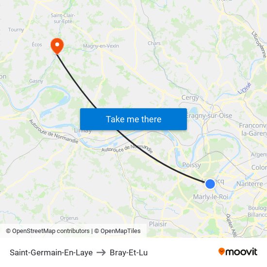 Saint-Germain-En-Laye to Bray-Et-Lu map