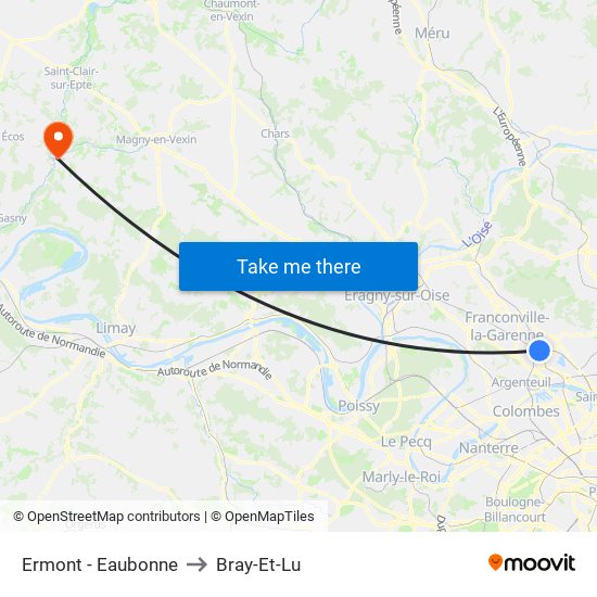 Ermont - Eaubonne to Bray-Et-Lu map