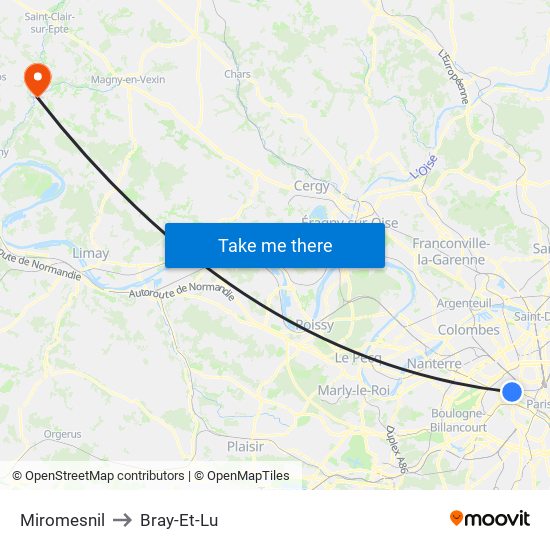 Miromesnil to Bray-Et-Lu map