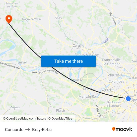 Concorde to Bray-Et-Lu map