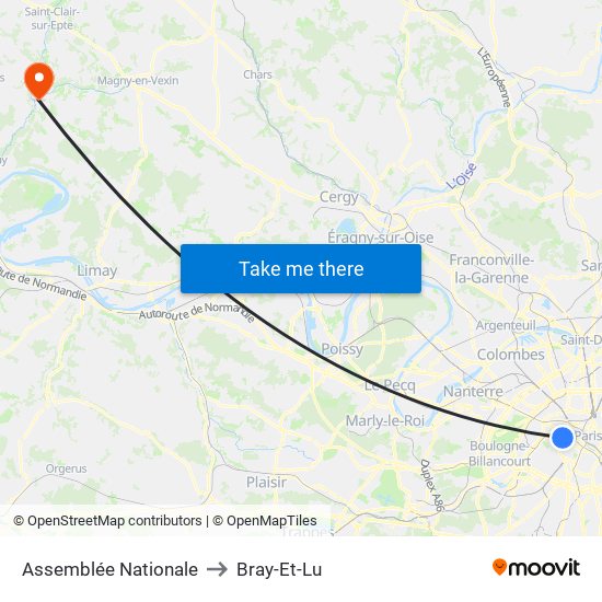 Assemblée Nationale to Bray-Et-Lu map