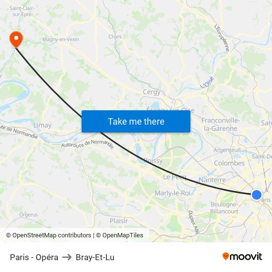 Paris - Opéra to Bray-Et-Lu map