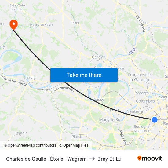 Charles de Gaulle - Étoile - Wagram to Bray-Et-Lu map