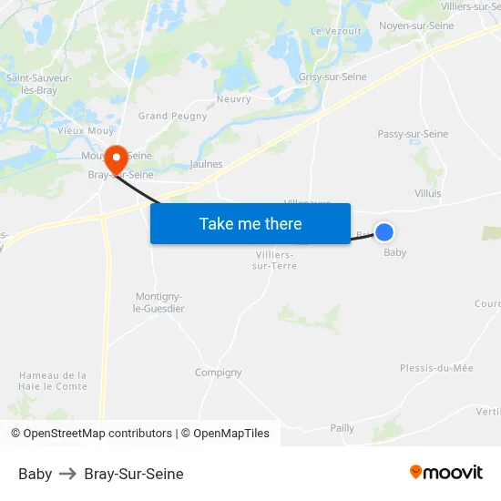Baby to Bray-Sur-Seine map
