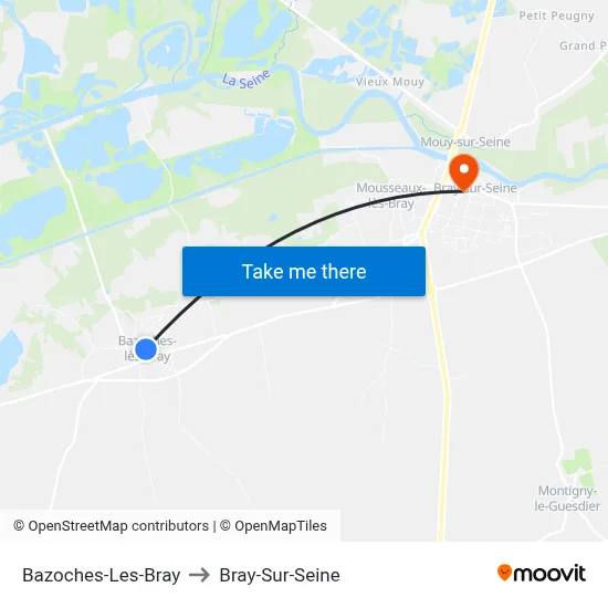 Bazoches-Les-Bray to Bray-Sur-Seine map