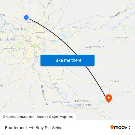 Bouffemont to Bray-Sur-Seine map