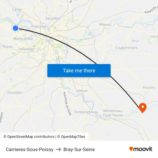 Carrieres-Sous-Poissy to Bray-Sur-Seine map