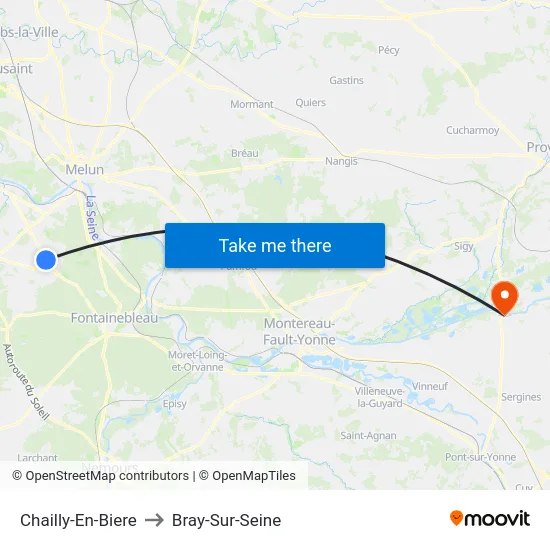 Chailly-En-Biere to Bray-Sur-Seine map