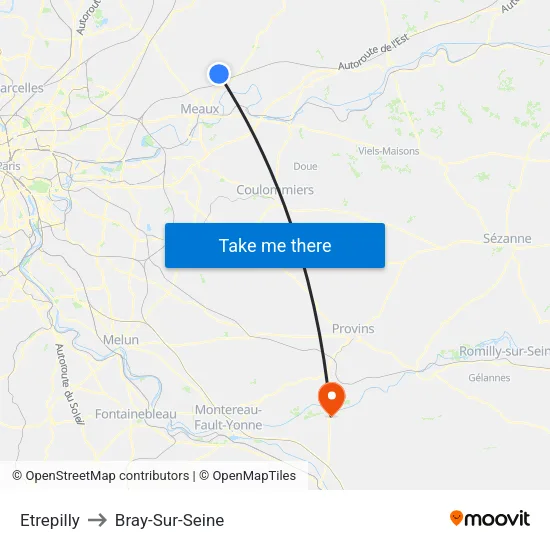 Etrepilly to Bray-Sur-Seine map