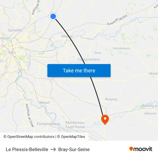 Le Plessis-Belleville to Bray-Sur-Seine map