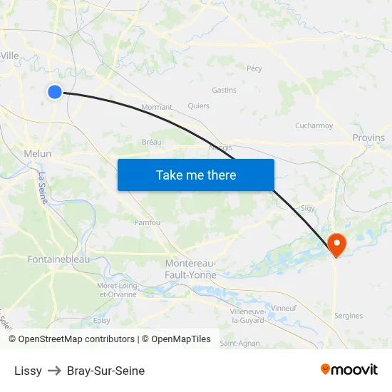 Lissy to Bray-Sur-Seine map