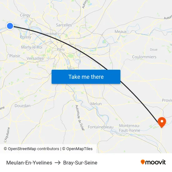 Meulan-En-Yvelines to Bray-Sur-Seine map